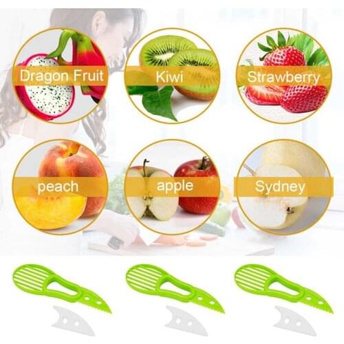 3 In 1 Avocado Slicer Shea Corer Butter Fruit Peeler Cutter Pulp Separator Plastic Avocado Cutter Knife Kitchen Vegetable Tools