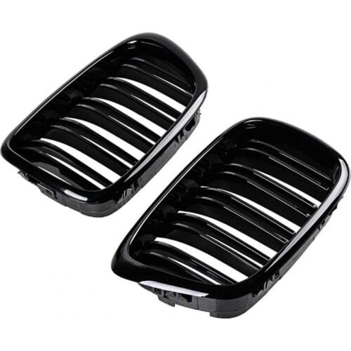 1Pair Car Grilles Dual Line Professional Gloss Black Easy Installation 51137005837 / 51137005838 Auto Grill for BMW 5 Series E39