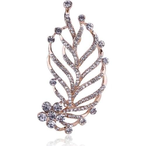 Shining Princess Fashion Exquisite Rhinestone Hollow Leaf Brooch Clothing Accessories Brooch Pin Jewelry Banquet Brooch Pin
