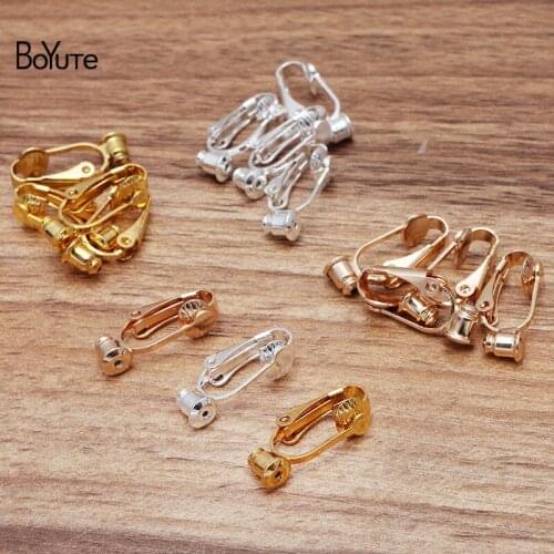 BoYuTe (50 Pieces/Lot) 9*21.5MM Metal Brass No Pierced Ear Clip Welding Earring Stopper Diy Earrings Jewelry Accessories