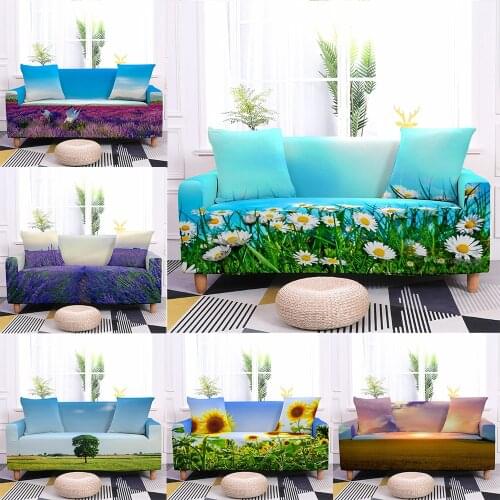 Natural Scenery Pattern Sofa Cover Elastic Polyester Flower Sofa Towel For Living Room Furnituer Arm Chair Sofa Bed Couch Cover