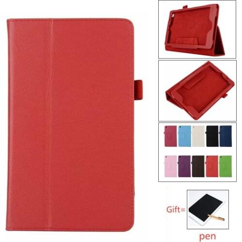 Ultra Thin Litchi Stand PU Leather Protector Sleeve Case Skin Cover For Huawei MediaPad T3 8.0 KOB-L09 KOB-W09 Tablet + film
