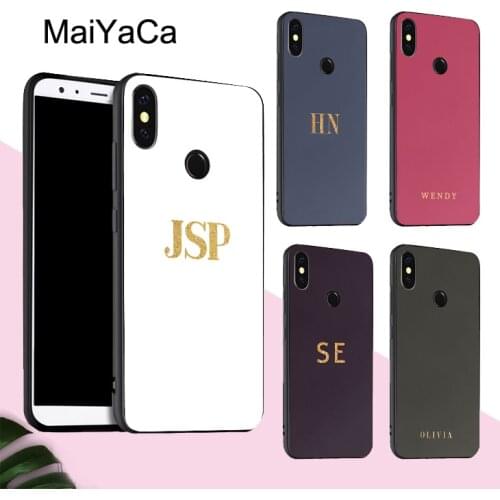Golden Monogram Initials Solid Plain For POCO X3 F2 Pro F1 Case For Redmi Note 9 Pro 7 8T 9S 9A 9C For Mi Note 10 Lite 9T Pro