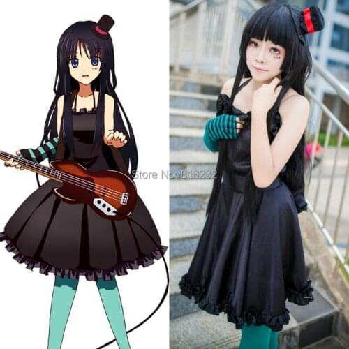 K-ON! Akiyama Mio Black Tee Cocktail Dress Uniform Outfit Anime Cosplay Costumes