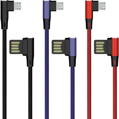 Micro USB Cable Fast Charging Sync Data Cord Cable For Samsung Huawei Xiaomi LG Andriod 90 degree Micro usb Phone Cable 300pcs