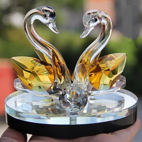 Creative Swan Crystal Glass Figure Paperweight Ornament Decor Collection Living Room Desktop Ornaments Home Decor