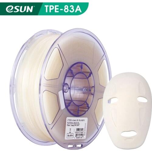 ESUN 3D Printer Flexible TPE 83A Filament 1.75mm Dimensional Accuracy +/- 0.05mm 1KG (2.2 LBS) Spool 3D Printing Material
