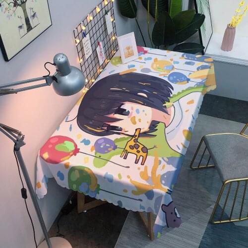 Cute Girl Birthday Tablecloth for Table Waterproof Rectangle Table Cloth Soft Home textiles for Kitchen Party Decoration