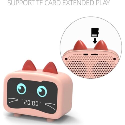 Cute Dragon Cat Bluetooth 5.0 Speaker Alarm Clock Music Player USB LED Night Light Table Home Decoration