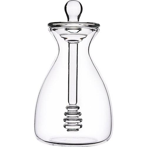 ML Handmade Honey Jar Clear With Stand Container Bee Drip Dispenser Glass Cup Honey Pot Kitchen Home Drinkware Great Gift
