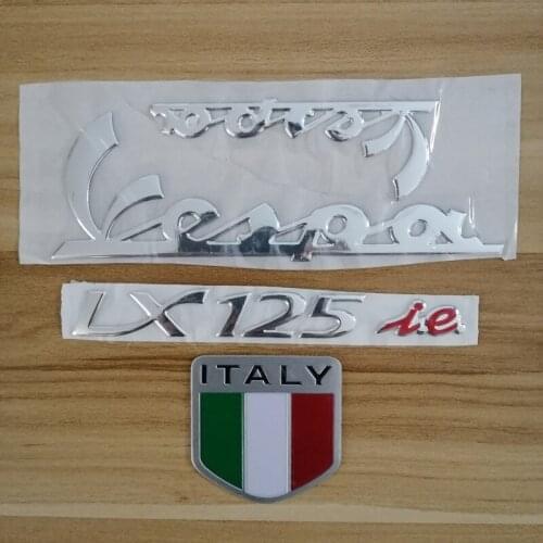 Motorcycle 3D Silver Italy Italian Shield Flag Car Emblem Stickers Decal for PIAGGIO Vespa LX 125 LX125 ie