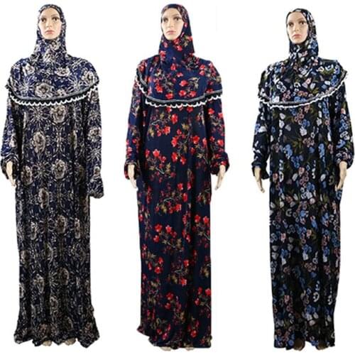 Dubai Muslim Abaya Floral Dress Jalabiya Musulman Islamic Women Clothing Middle East Moroccan Kaftan Arabic Turkey Robe Vestidos