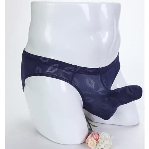 Men Elephant Nose Panties Underwear With Penis Sheath Breathable Fashionable Sexy Thin Lip Jacquard Pure Color Triangle Briefs