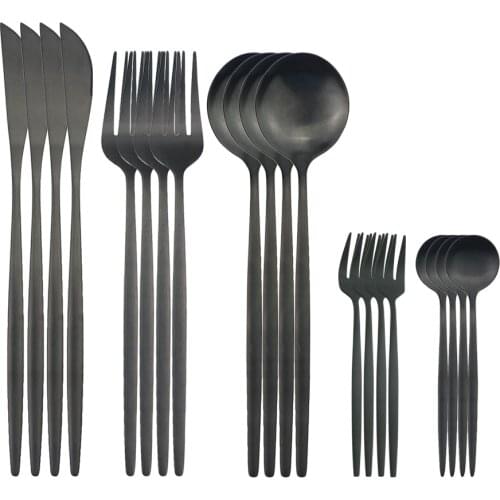 Dinnerware 20pcs Matte Black Flatware Cutlery Set Stainless Steel Fork Teaspoons Knives Silverware Kitchen Home Tableware Gift