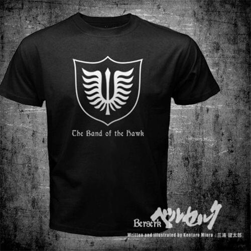 New Manga Anime Berserk Guts Scar Tattoo Symbol Band of The Hawk Logo Newest 2019 Fashion Sleeves Cotton Custom Tees Shirt