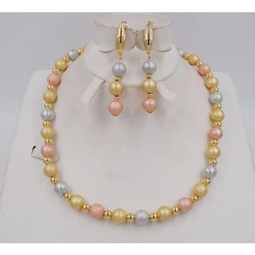 New High Quality Dubai gold big Jewelry Set 3 tones Gold color Nigerian Wedding African Jewelry Sets Parure Bijoux Femme
