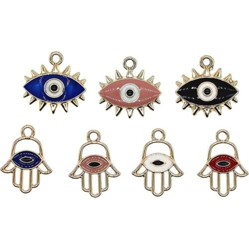 Cute Enamel series Eye Charms Demon Eye Pendant Eyes in palms For Jewelry Making DIY Bracelet Earrings Necklace Finding