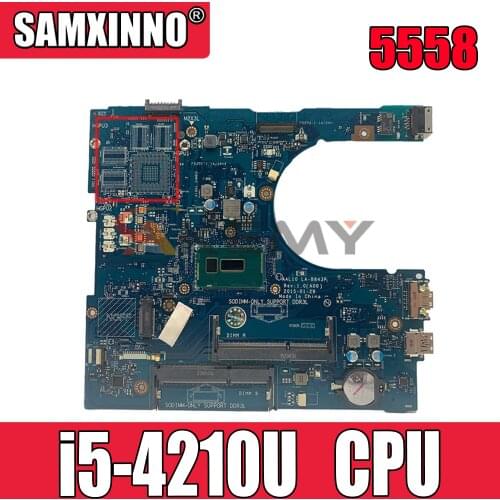 Original Laptop motherboard For For DELL Inspiron 5558 HDMI Mainboard CN-0G0NCN 0G0NCN LA-B843P SR1EF i5-4210U DDR3L
