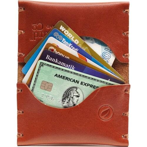 Genuine Leather Handmade Luxury Small and Slim Palm Wallet / Card Holder for Men and Women – Tan