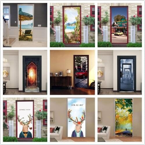 Self-adhesive Wallpaper For Bedroom Living Room Mural Creative Vinyl DIY Retro Bus Car Door Stickers Renovation Home Decoration