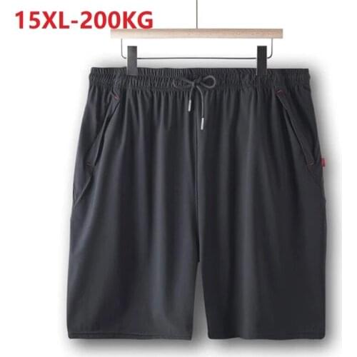 15xl 14xl Summer New mens Casual Loose quick-drying Shorts Ice Silk Black Shorts mens Zipper Sweatpants Large size Cool 200KG