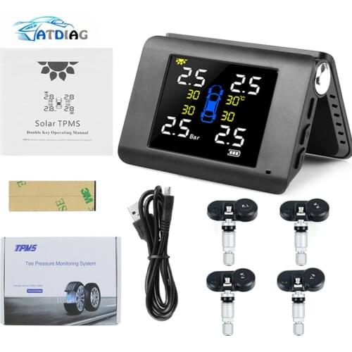 Original Solar TPMS Car Tire Pressure Alarm Monitor System Display Intelligent Temperature Warning Fuel Save with 4 Sensors tpms