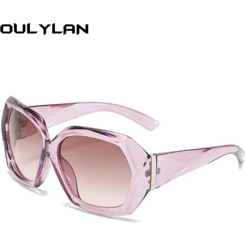 Oulylan Polygon Oversized Sunglasses for Women Fashion Trimming Water Chestnut Design Sun Glasses Ladies Gradient Pink Eyewear