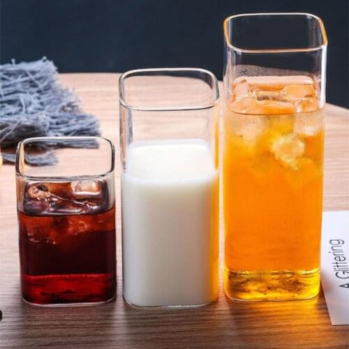 High borosilicate glass Explosion proof square milk juice cup household transparent large-capacity water cup Wine glass