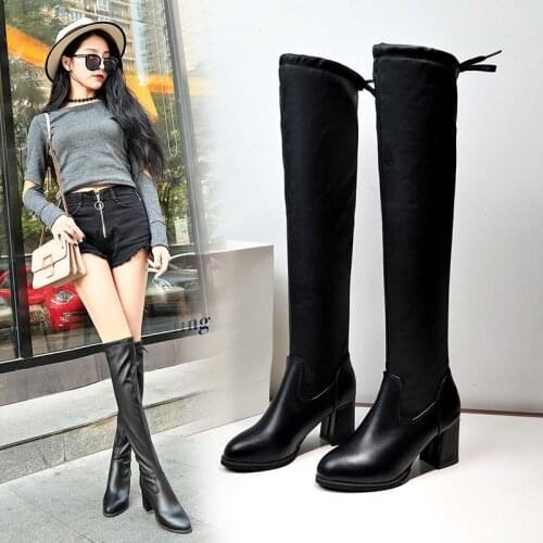 Square Heel PU Women Boots spring/autumn Boots Round Toe Shoes england style vintage 6-7cm heel height women shoes