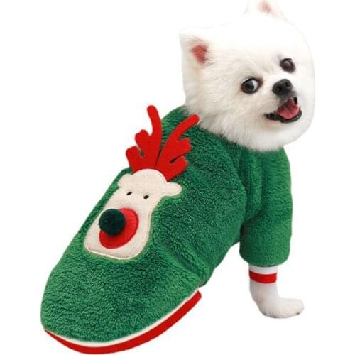 Winter Warmer Dog Clothes Cute Christmas Deer Pet Coat Polyester Costume Outfits Puppy Jacket Clothing Xmas Decorative Pets Supp