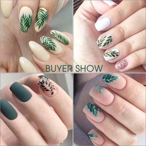 1 Sheet Water Transfer Nail Sticker Decals Green Flower Leave Butterfly Decoration Sliders Manicures Designs DIY Tattoo Tip New