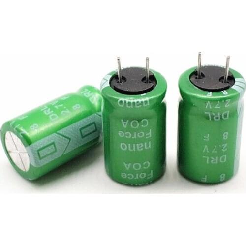 10pcs 2.7V8F DRL Series High Current Power Supply 2.7V 8.0F Short foot capacitor 2.7V 8F