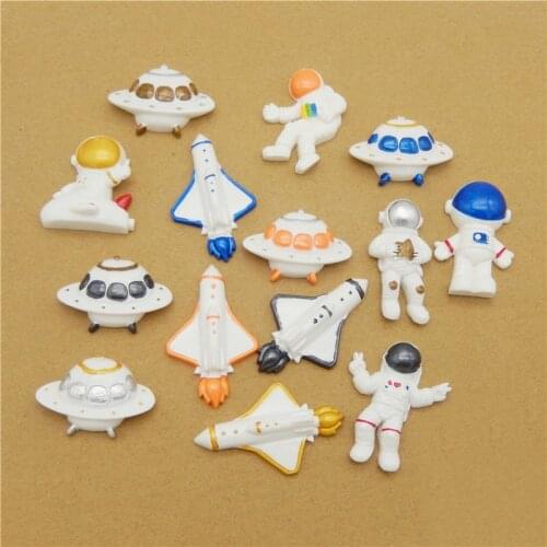 10pcs Mix Flatback Resin Astronaunt UFO Rocket Cabochon Slime Charms earrings DIY crafts Handmade Alloy Camel Brooches Pin Craft