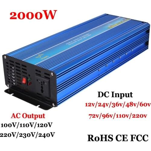 2000W Off Grid Pure Sine Wave Inverter,Surge Power 4000W 12V/24/36/48VDC to110V/220VAC Single Phase Solar or Wind Power Inverter