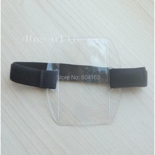 5 Sets Arm Band ID Badge Holder Vertical + 5 pcs Strap elastic Adjustable Hook Loop