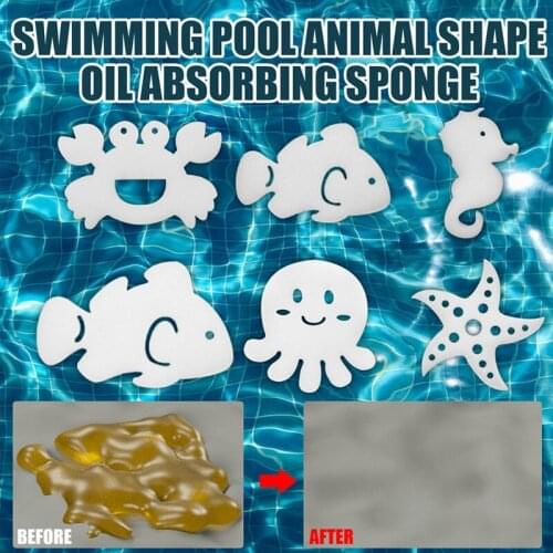 6pcs Animal Shape Oil Absorbing Sponge Floating Pool Cleaner Accessories For Swimming Pool Tub Cleaner Absorber