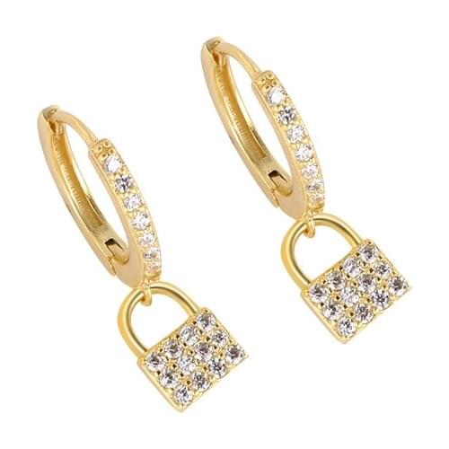 925 Sterling Silver Earring Fashion Zircon Lock Heart Disc Tassel Short Pendant Earring Cute Temperament Woman Girl Ear Jewelry