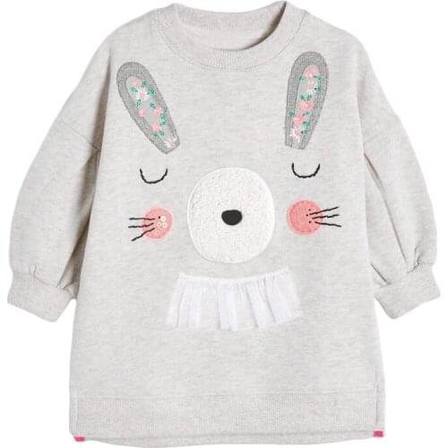 Bambino 2-9Years Baby Girl Dress with Fleece lining Rabbit Winter Dress with Long Sleeves Children Costume Kids Clothing