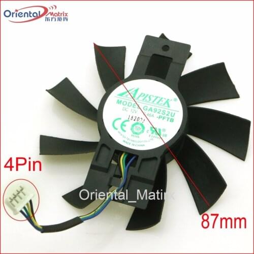 Free Shipping GA92B2U,GA92S2U - PFTB 12V 0.46A 4Pin 87mm VGA Fan For Dataland RX570 X-Serial Graphics Card Cooler Cooling Fan