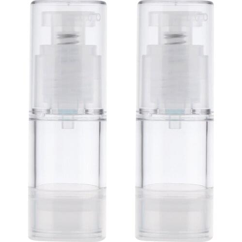 2x Travel Empty Airless Pump Bottle Lotion Cosmetic Containers Plastic Clear