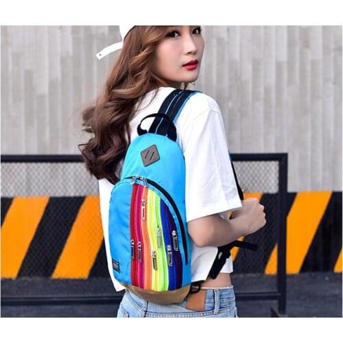 2021 Travel Bag Ladies Backpack Fashion Rainbow Crossbody Chest Bag Childrens Backpack Parent-Child Dual-Use Female Bag