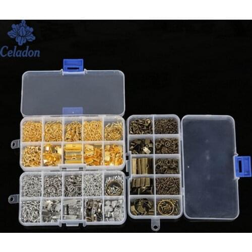 Hot 3 Colors Crimp End Clasps Lobster Clasps Jump Rings Extender Chains Ending Droplets for Sew On Garment Materials