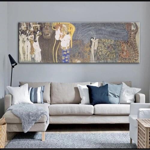 Beethoven Frieze Canvas Art Wall Paintings For Living Room Gustav Klimt Kiss Classical Wall Art Prints For Bedroom Wall Cuadros