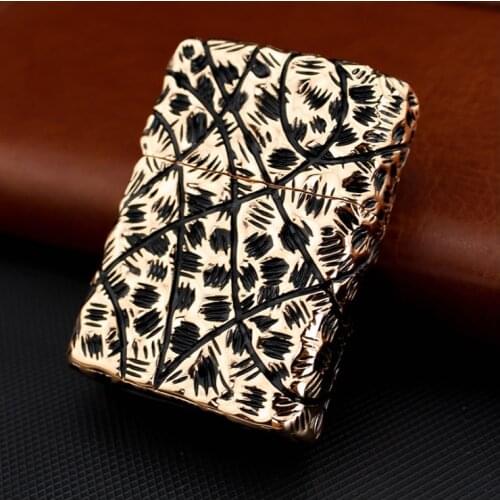 Zorro Kerosene Lighter Pure Copper Heavy Armor Tang grass Pattern Creative gasoline lighter Gift Box