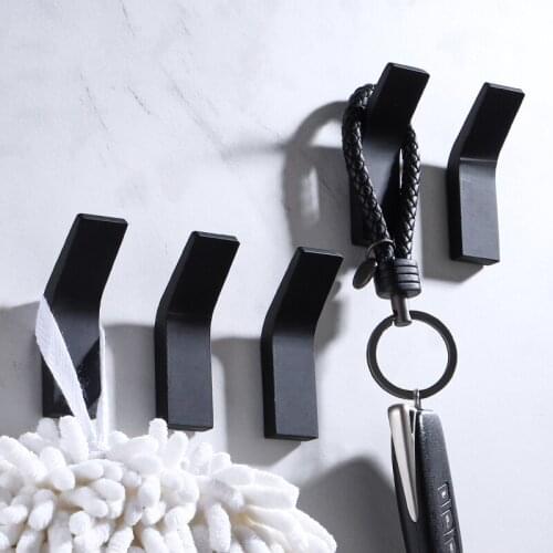 Punch-free Robe Hooks Black Bathroom Hook for Towels Aluminum Alloy Wall Mounted Decoration Coat Hooks Rack Clothes Hangers