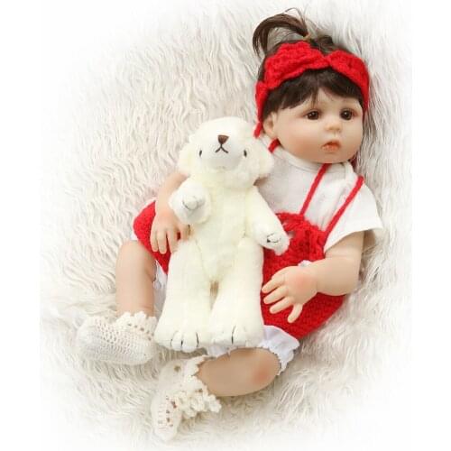 NPK 20" 48cm New Arrival Reborn Dolls Full Silicone Body Newborn Girl Doll Baby Toy With Teddy bear Childrens Day Gifts