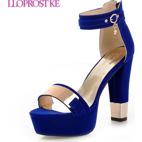 Lloprost ke Platform Sandals Women Ladies Shoes Thick Heels Platform Sandals High Heels Suede Fashion Sandals Size 33-45 MY398