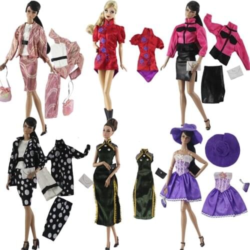 Handmade Fashion Barbie Clothes Doll Party Dress Office Suit Uniform For Barbie Doll Accessories Girl DIY Doll Clothes Dress Toy