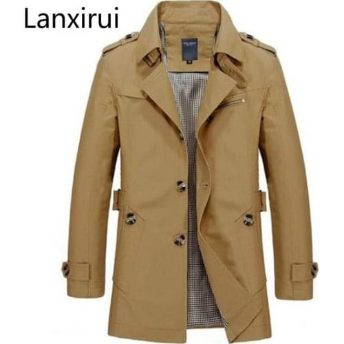 Fashion Men Are Upscale In Winter Slim Fit Casual Trench Coat /Male Pure Color Pure Cotton Long Jackets