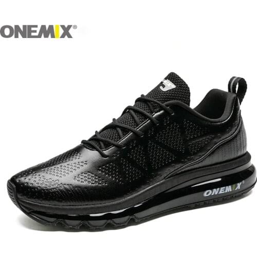 ONEMIX Men Running shoes leather upper Runner Athletic Air Cushioning Sneakers Walking Shoes For Men Tennis Shoes watertight
